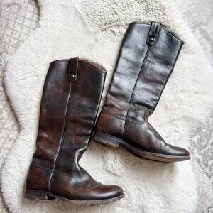 Frye Melissa Button Riding Boots Dark Brown Size 6B Equestrian Western